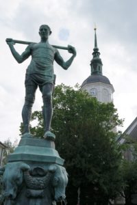 Fleischerbrunnen mit Marienkirche in Dohna